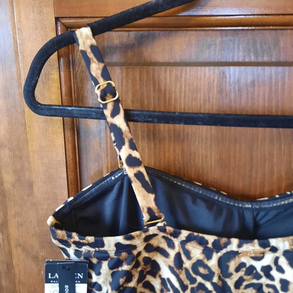 NWT Lauren Ralph Lauren Leopard Print Skirted One Piece Swimsuit Size 18W - Picture 13 of 16
